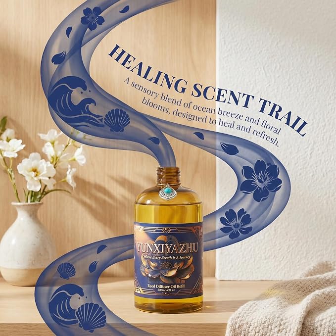 Diffuser Oil Refill,Coastal Fruit Blossom Breeze Reed,500ML (16.9 fl oz) Alcohol-Free Waterless, Dual-Use for Reed Diffusers & Waterless Fragrance Machines, Cool Fresh Summer Scent