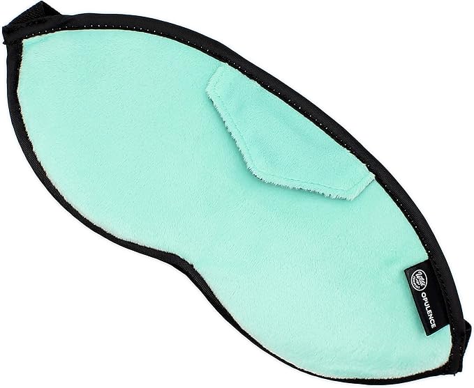 Redolence Aromatherapy Plush Sleep Mask Set w/ 2-5ml Pure Essential Oils - Lavender and Peppermint, 5 Refill Pads and Pair of Foam earplugs (Calm Sea Green)
