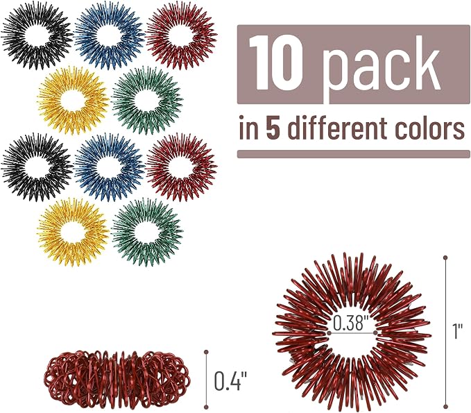 Mr. Pen- Spiky Sensory Rings, 10 Pack, Jewel Tones | Stress Relief Fidget Sensory Toys, Fidget Ring for Anxiety, Massager, Individuals with BFRB, ADHD and Attention Disorder