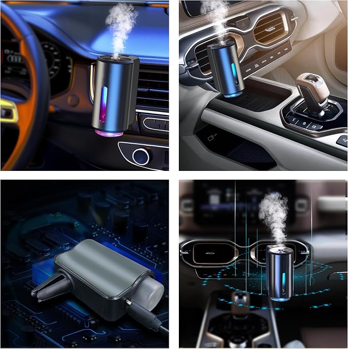 Smart Car Air Freshener Diffuser, New Aromatizante Para Carro, Smart Car Air Freshener with Three Adjustable, Air Freshener Intelligent for Office Bedroom (3pcs Ladies Oil + Diffuser)