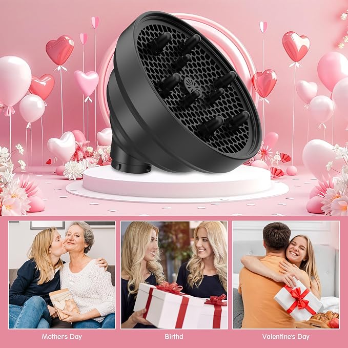 KingKam Upgraded Diffuser Attachment for Dyson Airwrap Styler, Collapsible Travel Hair Diffuser Attachments for Airwrap, Converts for Dyson Air wrap to Hair Dryer, Foldable and Portable - Black