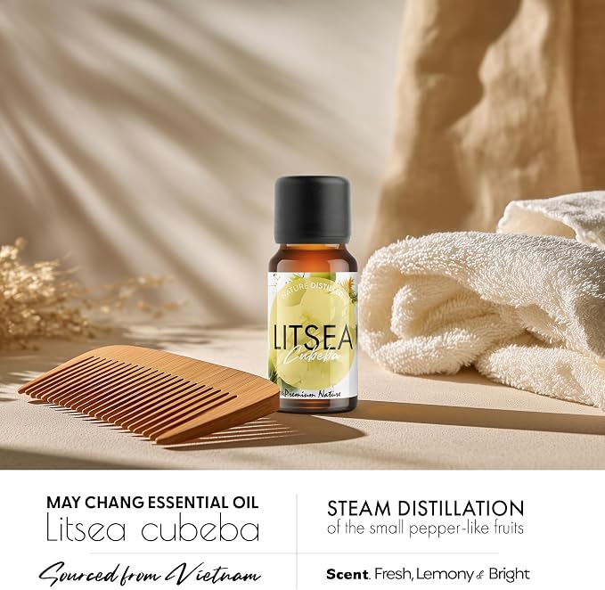 Organic May Chang Essential Oil | 100% Pure & Natural Litsea cubeba Fruit Oil with Fresh Bright Citrus Aroma | for Diffuser, Candle Making & DIY Aromatherapy Blends, 10ml