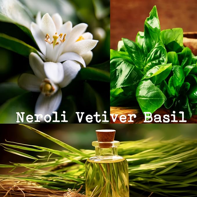 100% Soy, Highly Scented, Hand Poured Soy Candle (Neroli Vetiver Basil (Wooden Wick))