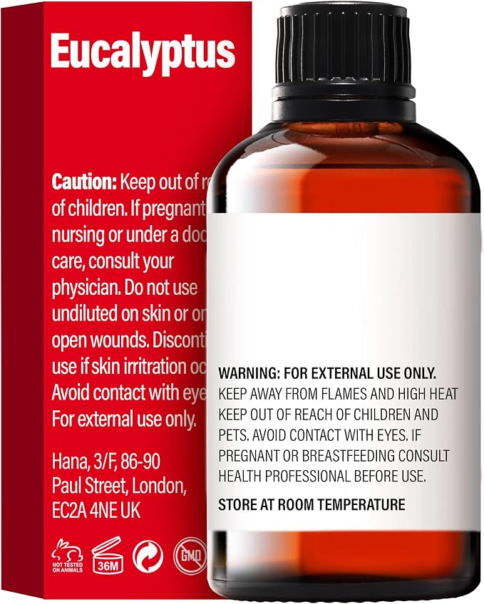 H'ana Eucalyptus Oil - 1.02 Fl Oz Eucalyptus Essential Oil for Hair, Skin, Diffuser, Aromatherapy & DIY