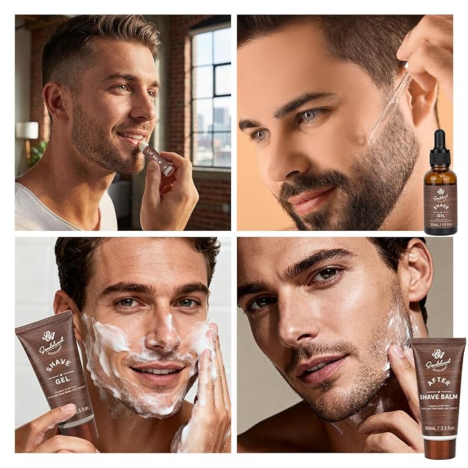 21 Pcs Sandalwood Bath & Body Care Gift Basket Set for Men, Father's Day Gifts for Dad, Men Skin Care Gift Set, Leather Bag, Home Spa Kit, Birthday,Anniversary, Christmas, Boyfriend