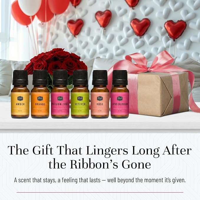 P&J Trading Fragrance Oils for Diffusers for Home Love Set Fragrance Scents for Candle Making - Soap Making Supplies - Car Diffuser Scents - Essential Home Gift Set - Amber, Lotus Blossom & More