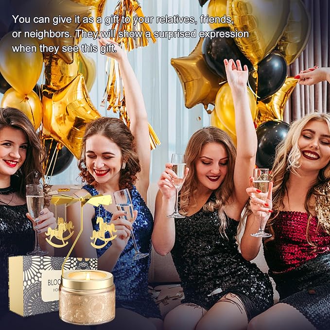 Rotatable Osmanthus Flower Scented Candle, Gifts for Women, Single-Wick with 20 Hours of Burn Time, Ideal for Creating Relaxing Ambience & Holiday Gifting (Merry-go-Round)