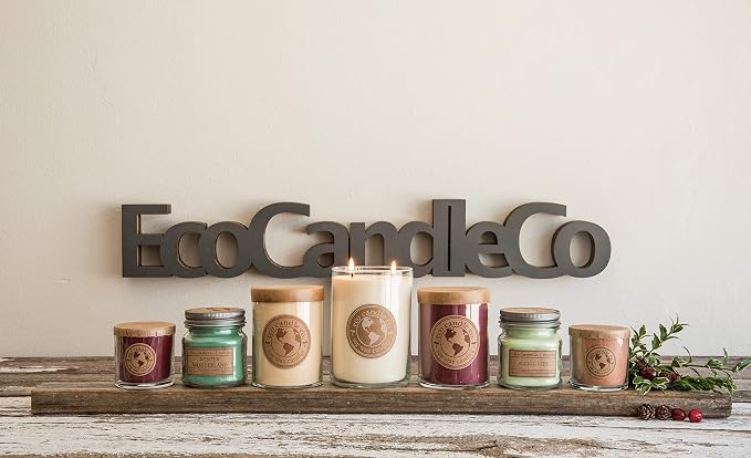 ECO CANDLE CO. Recycled Candle, Verbena Basil, 6 oz. - Scents of Lemons, Verbena, Basil, & Cedar - 100% Soy Wax, No Lead, Kraft Paper Label & Lid, Hand Poured, Made from Midwest Grown Soybeans