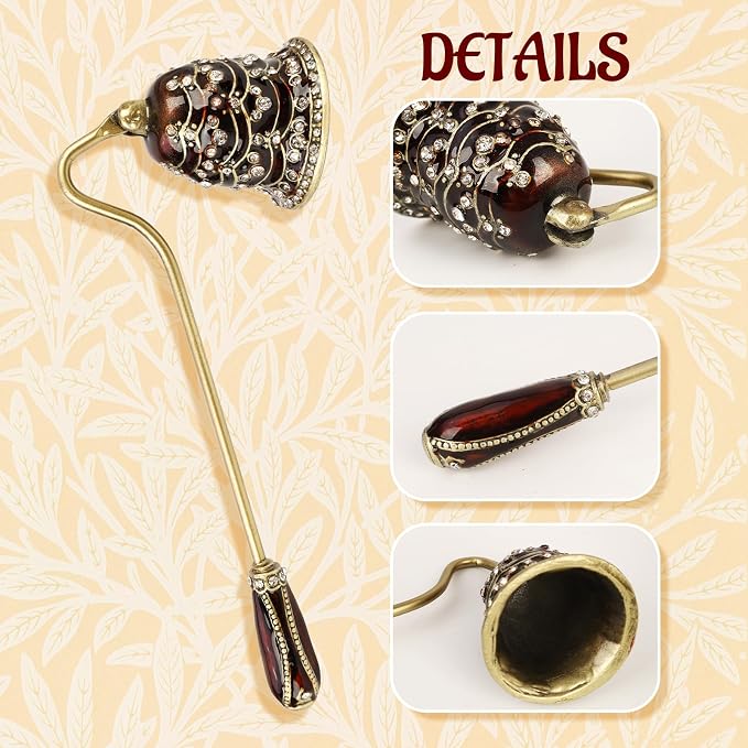 Elegant Royal-Style Candle Snuffer with Pearl Inlay, Candlesnuffers Wick Snuffer Candle Accessory for Putting Out Extinguish Candle (Coffee)