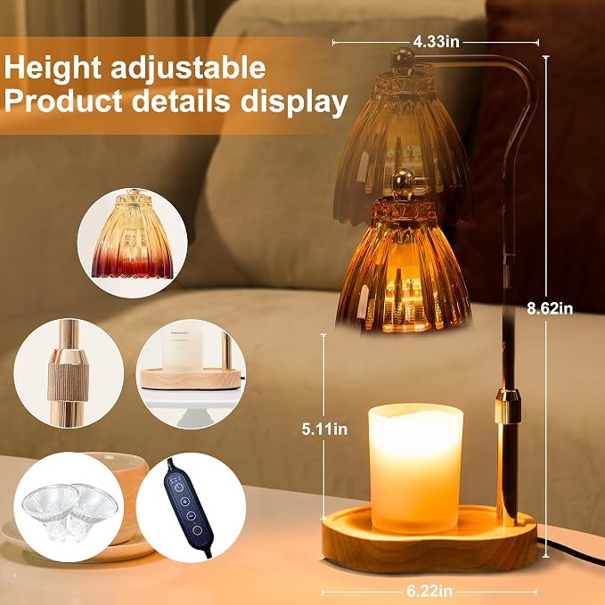 Candle Warmer Lamp with Timer Dimmable, Lamp Candle Warmer for Jar Candles，Birthday Gifts for Women Mom, House Warming Gifts Vintage Home Decor，Wax Warmer Lamp for Father's Day
