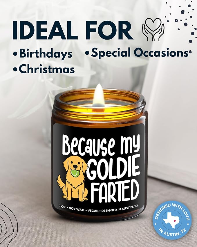 Funny Goldie Candle, Golden Retriever Gifts for Women and Men, Unique Funny Pet-Themed Gift Ideas, Best Present for Pet Lovers, Perfect Present for Dog Mom and Dog Dad, Birthday, Christmas, Gift-Ready