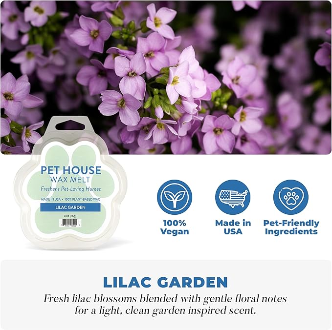 One Fur All Pet House Spring and Summer Wax Melts for Pet Odor, Natural, Plant Based Soy Wax Melts, Long Lasting Fragrance for Fresh Smelling Homes, Fresh Cut Roses and Lilac Garden