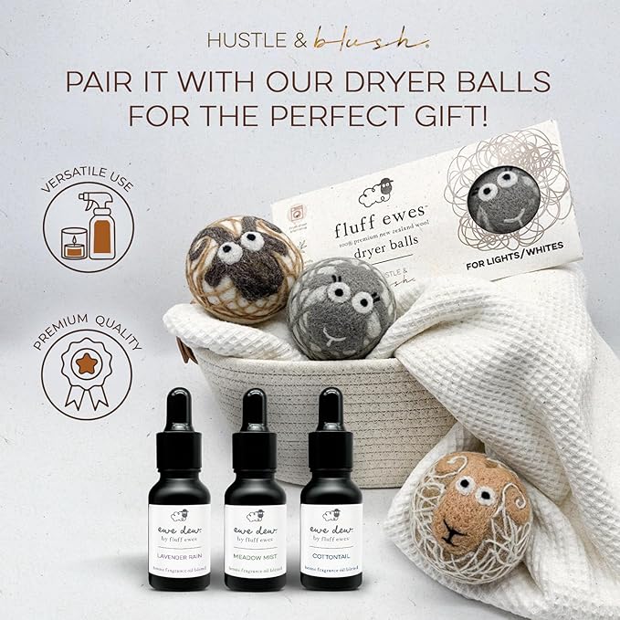 Hustle & Blush Essential Oil for Dryer Balls, 15ml Cottontail, Natural Laundry Fragrance, Long-Lasting Fresh Scent, Wool Dryer Balls Ideal for Diffusers, Candle Making, Multi-Use for Home & DIY