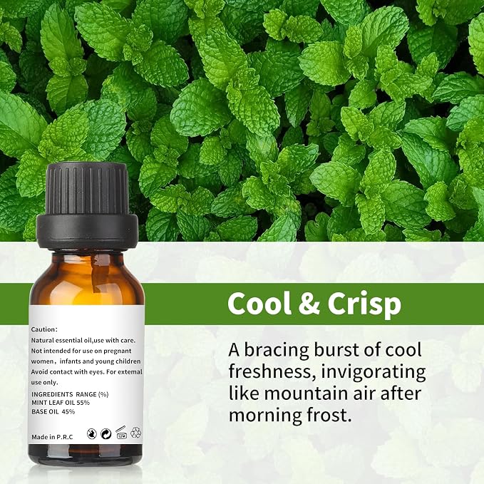 LOXIM Peppermint Essential Oil, Pure Natural Essential Oils, Fragrance Oil Perfect for Humidifiers, Diffusers, Candle Making, Scent Home and Office (Pack of 1, Peppermint)