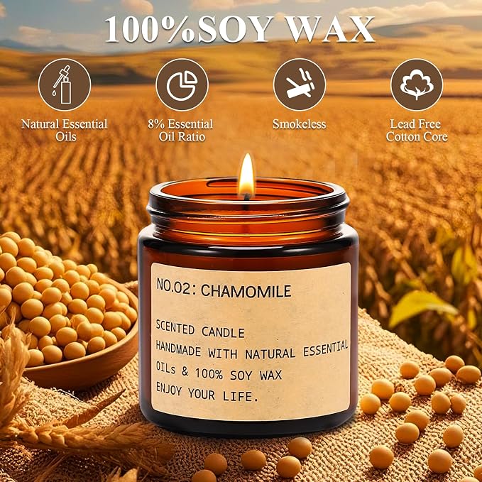 Candles for Home Scented, 150 Hours of Burning Time Aromatherapy Candle, 6 Pack Natural Soy Candle Set, Scented Candles Suitable for Giving Gift, Gifts for Women, Teacher Gifts﻿, Mothers Day Gifts