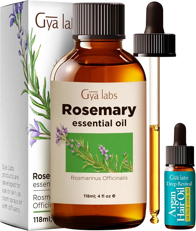 Gya Labs Rosemary Essential Oil for Hair – Huge 4 Fl Oz – Premium Grade Essential Oils for Diffuser, Aromatherapy, Hair Care, Skin Care, Body, Massage & DIY Candle Making Scents