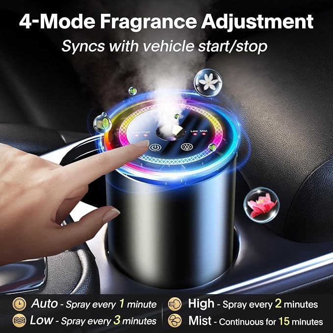 2025 Upgraded Smart Car Air Fresheners Diffuser with Starry Sky Projection Adjustable Scent, Essential Oil Diffusers for Automatic On/Off Automatic Aroma Diffuser with 50ml Car Perfume- Ocean
