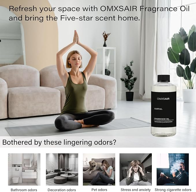 Hotel Scnet Diffuser Oil Santal 16.9Fl Oz(500ml) Value Size - Air Freshener Hotel&Car,Home- Luxury Essential Oils for Diffuser Refill - Bigger Bottle, Longer Lasting, Stronger Scent