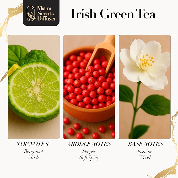 Irish Horizon Essential Oil Refill Luxury Hotel Inspired, Long Lasting Aroma for Home & Office Diffuser, 120 ml Fresh Blend of Bergamot, Pepper, Musk and Jasmine - Scent for Spa Wellness Aromatherapy.