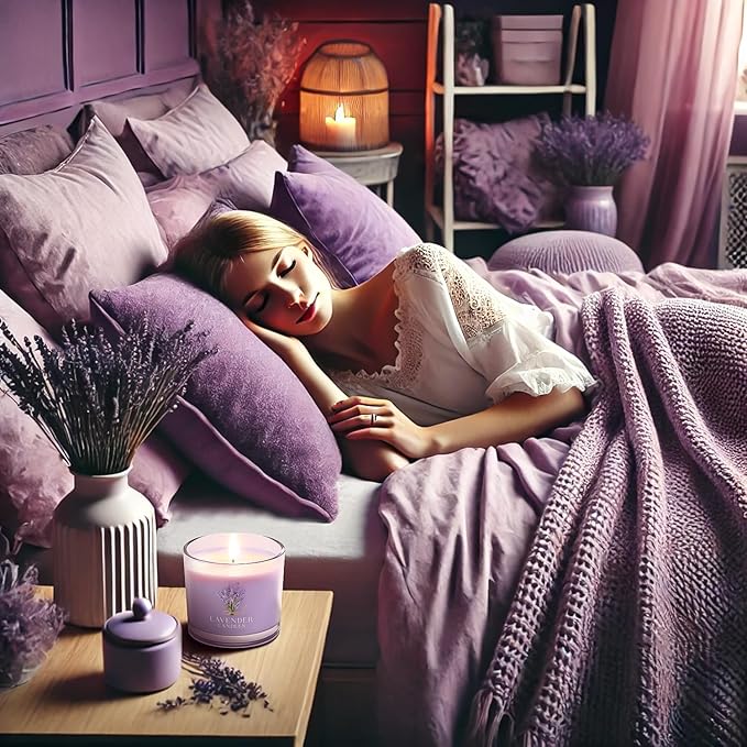 CHILLFLAME Lavender Candle, Scented Candles Gift Set for Stress Relief, 6 Candles for Women and Men, Birthday Candle Gifts for Women, Candles Gifts for Women (Purple, 14 oz)