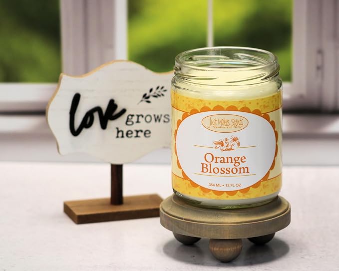 Orange Blossom Scented Blended Soy Candle | Strong Spring Floral Fragrance | Hand Poured in The USA by Just Makes Scents (12 oz)