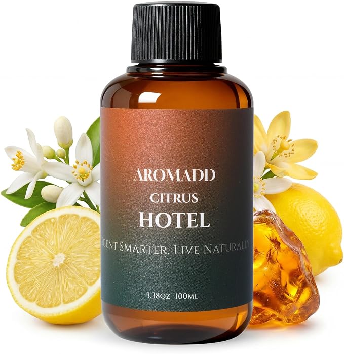 Aromadd Citrus Hotel Diffuser Oil Inspired by Luxury Hotel Scent, Premium Fragrance Oils for Waterless Diffuser, Luxury Lemon & Bergamot, Long-Lasting Home Fragrance - 3.38 fl oz (100 mL)