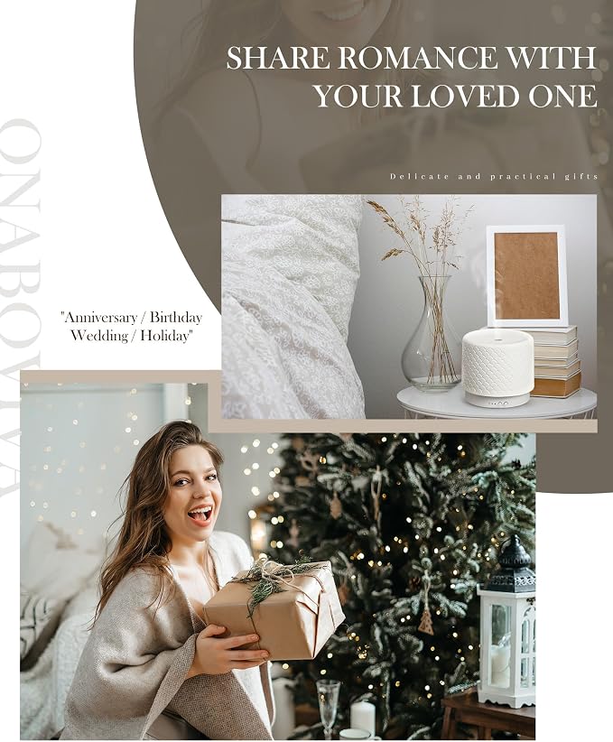 Essential Oil Diffuser - 280ml Ceramic Diffuser for Large Room & Commercial Use, 2.4MHz Aromatherapy Diffuser with Cool Mist Humidifier & Night Light, Ideal for Bedroom, Office, Yoga, Spa, Gifts
