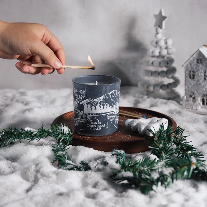 ROMIIE ZOI Christmas Scented Jar Candle - 6oz Soy Wax Candle - Glade Infused with Winter Woods Aroma - with Beautiful Keepsake Box Special for Holiday Gifts
