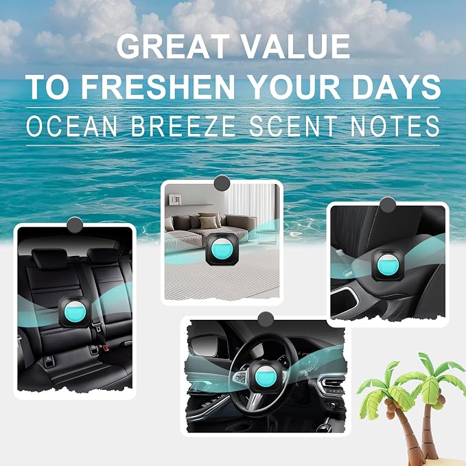 JUSTTOP Ocean Scent Car Air Freshener Clip,Provides Long Lasting Fragrance Holding for Over 120 Days,4 Vent Clips,4ml Each,Car Accessories for Men or Women(Ocean)