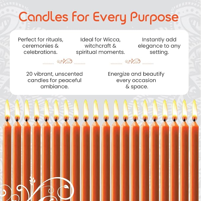 Set of 20 Solid Color Taper Candles – 4-Inch Dripless Paraffin Wax Candles with Cotton Wick – Ideal for Weddings, Shabbat, Holiday & Home Decor, Gift Set (Orange)