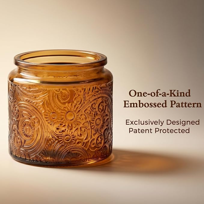 10 oz Mocha Sun Moon Stars Candle Jars with Metal Lids, 9 Pack | Patented Embossed Design, Includes Wick Centering Devices & Warning Labels, Multiple Color Options