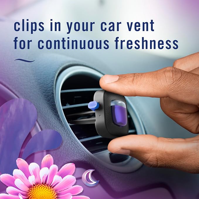Febreze Car Air Freshener Vent Clip Gain Moonlight Breeze Scent, .07 oz. Car Vent Clip, Pack of 3 and Stay-Fresh Storage Case