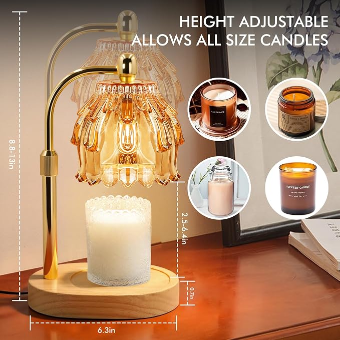 Candle Warmer Lamp with Timer - Electric Wax Melt Warmer with Adjustable Height and Dimmer for Scented Candle Wax, Home Fragrance Décor and House Warming Birthday Gifts for Women Mom