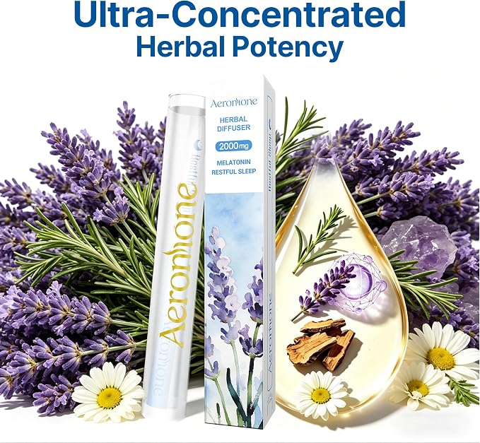 Melatonin & Chamomile Essential Oil Ambient Scent Diffuser - 2ml | Enjoy 2000mg pure botanical blend for mindful relaxation. Pocket-sized, passive natural fragrance for daily wellness & focus.