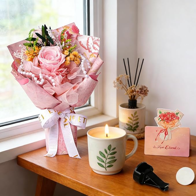 Small Bouquet Car Air Freshener Vent Clips Mini Fresh Flower Bouquet Air Conditioning Outlet Perfume Clip Decoration Essential Oil Diffuser Vent Clip Auto Interior Accessories for Car Decor
