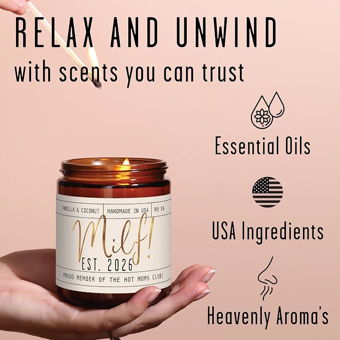 New Mom Gifts for New Mom - 'Est. 2026' Candle, w/Coconut & Vanilla-Infused Essential Oils I Postpartum Gifts for First Time Mommy Push Presents I 50Hr Burn, USA Made