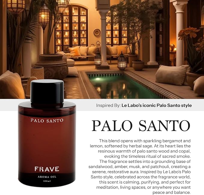 Palo Santo Hotel Diffuser Oil, 100ml, 3.38 oz Aroma Oil, Aromatherapy Refill Fragrance for Waterless Cold Air Diffusers, Home, Office, Hotel