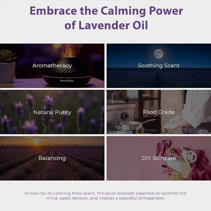 Viva Doria Lavender Essential Oil, 100% Pure, Natural Essential Oil, Undiluted, for Aromatherapy | Food Grade, 30 mL (1 Fluid Ounce)