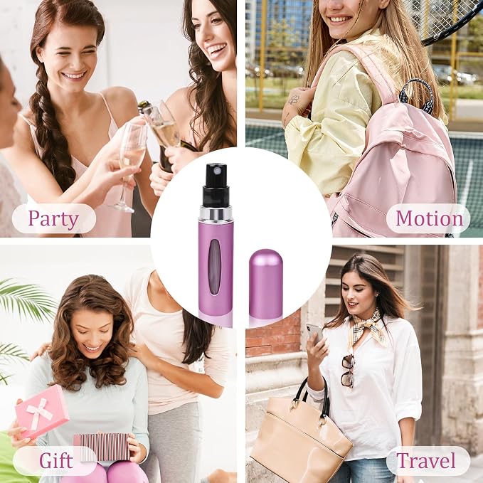 Travel Refillable Perfume Atomizer Bottles,5ml Mini Portable Spray Bottles for Travel Accessories,Multicolor Perfume Containers (12, 12 colors)