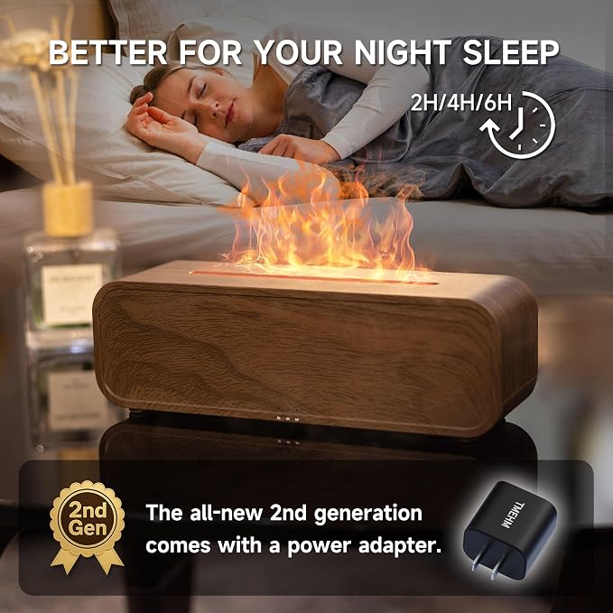 TMEHM Sound Reactive Flame Air Diffuser Humidifier,7 Colors Aromatherapy Essential Oil Diffuser,Ultrasonic Aroma Humidifier with Timer for Home,Bedroom,Office,Yoga
