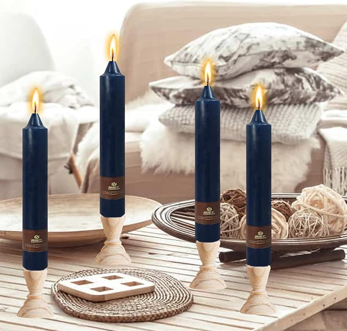 Navy Taper Candle 9 Inch Long Candlesticks Unscented Dripless Tapered Candle Set for Home Decor Wedding Party Dinner Candles, 4 Pack