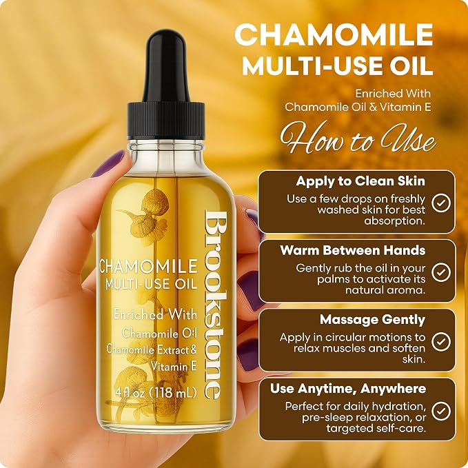 Brookstone Chamomile Multi-Use Essential Oil - Soothing Skin Oil for Sensitive Skin & Relaxation