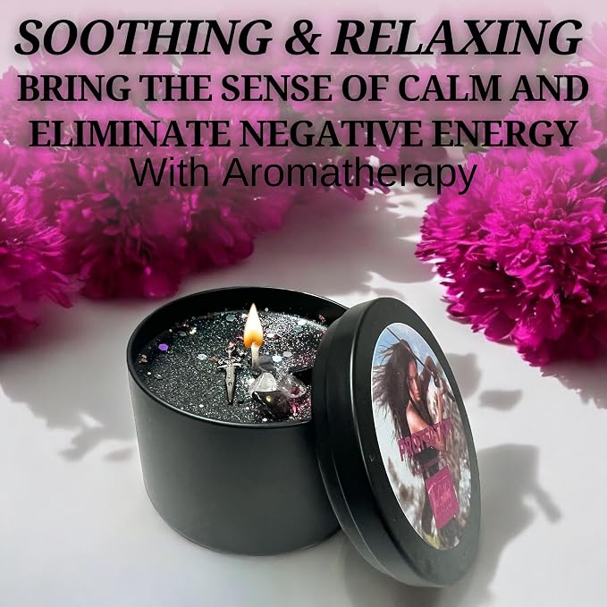 Protection Candle – Spiritual Cleansing & Energy Shield | Hand-Poured Soy Wax Ritual Candle with Crystals & Herbs | Intention Candle for Banishing Negativity, Healing & Safe Space (8 oz)