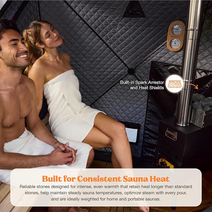 SweatTent Sauna Rocks (20 lbs) – High Heat Retention, Durable Natural Stones, Steam Burst Ready, Compatible with Sweat Tent Stoves, Traditional Sauna Accessory