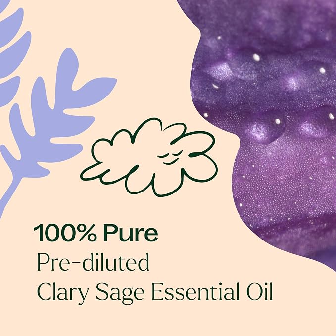 Plant Therapy Clary Sage Pre-Diluted Essential Oil Roll-On 10 mL (1/3 oz) 100% Pure, Natural Calming Aromatherapy for Sleep, Hair, Skin, and Women’s Health