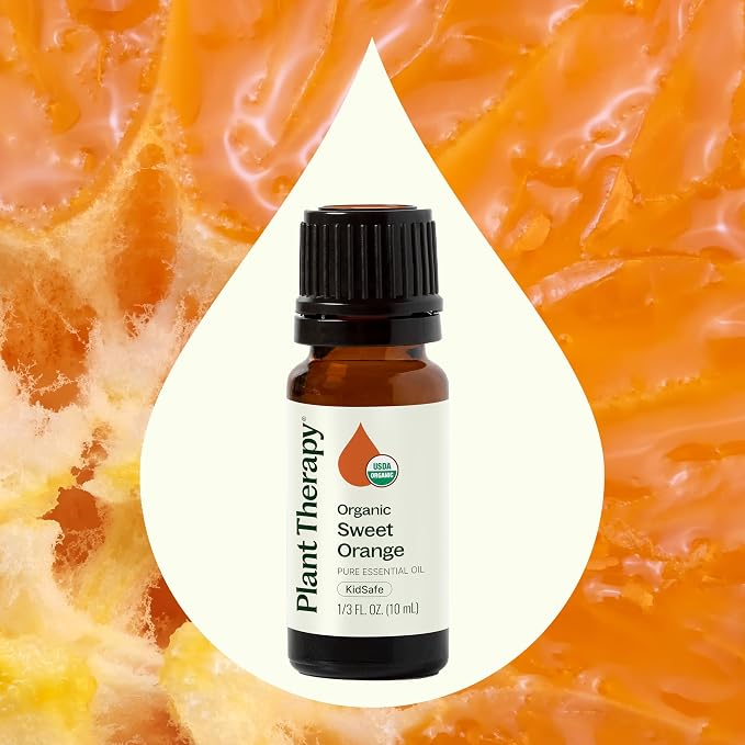 Plant Therapy Organic Sweet Orange Essential Oil, 10 mL (1/3 oz), 100% Pure, USDA Certified Organic, Undiluted, Bright and Refreshing Scent