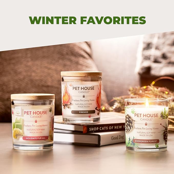 One Fur All Pet House Candle 2 Pack - Plant-Based/Soy - Clean Burning Scented, Long Lasting Pet Odor Candle for Home - Fresh Citrus