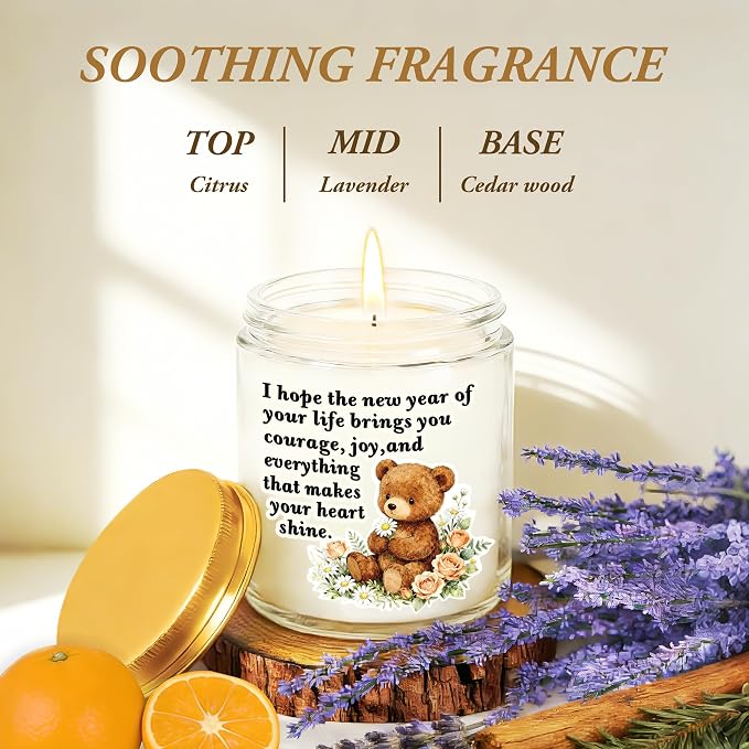 Birthday Gifts for Women, Christmas New Year Gifts for Wife Sister Mom Daughter Girlfriend Friend, Encouragement New Beginning Blessing Gift for Her, Funny Lavender Scented Candle - White