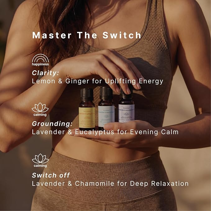 Homedics SereneScent Cold Air Diffuser Oil Set, 3 Pack x 15ml Wellness Discovery Set, Aromatherapy Oils Blends, Spa Scents, USDA Biobased Home Fragrance Oils for Waterless Diffusers