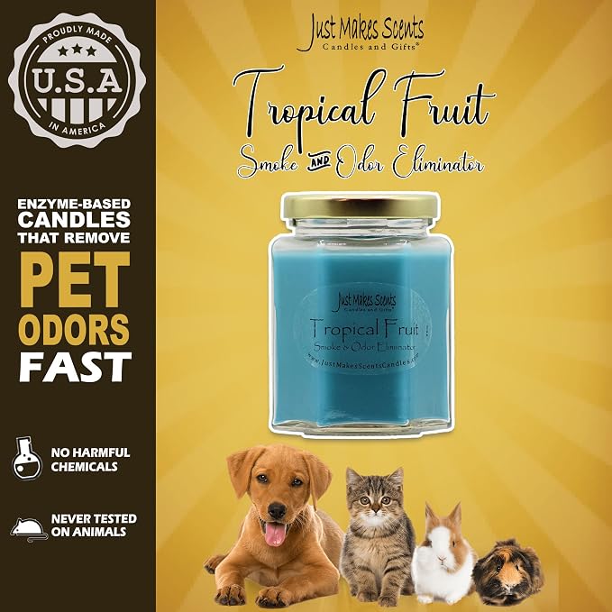 Tropical Fruit Scented Smoke and Odor Neutralizing Candle - Hand Poured in The USA by Just Makes Scents